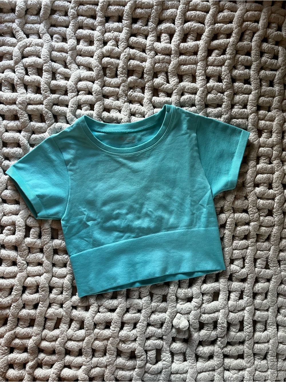 Aerie women’s Short-Sleeve Crop Top - Aqua Blue